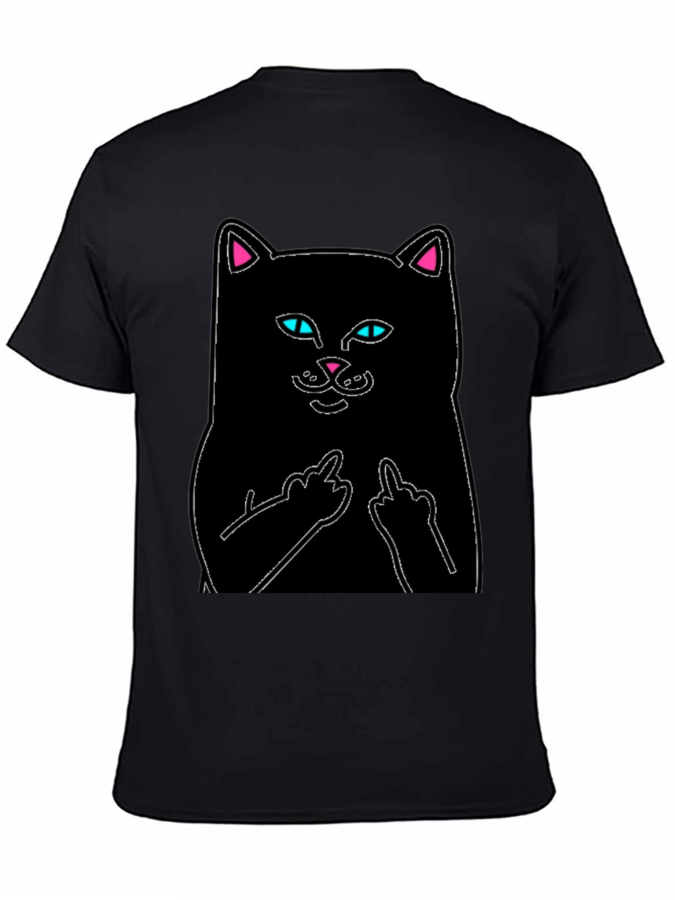 Black Cat T-Shirt - Flip Off Graphic Tee