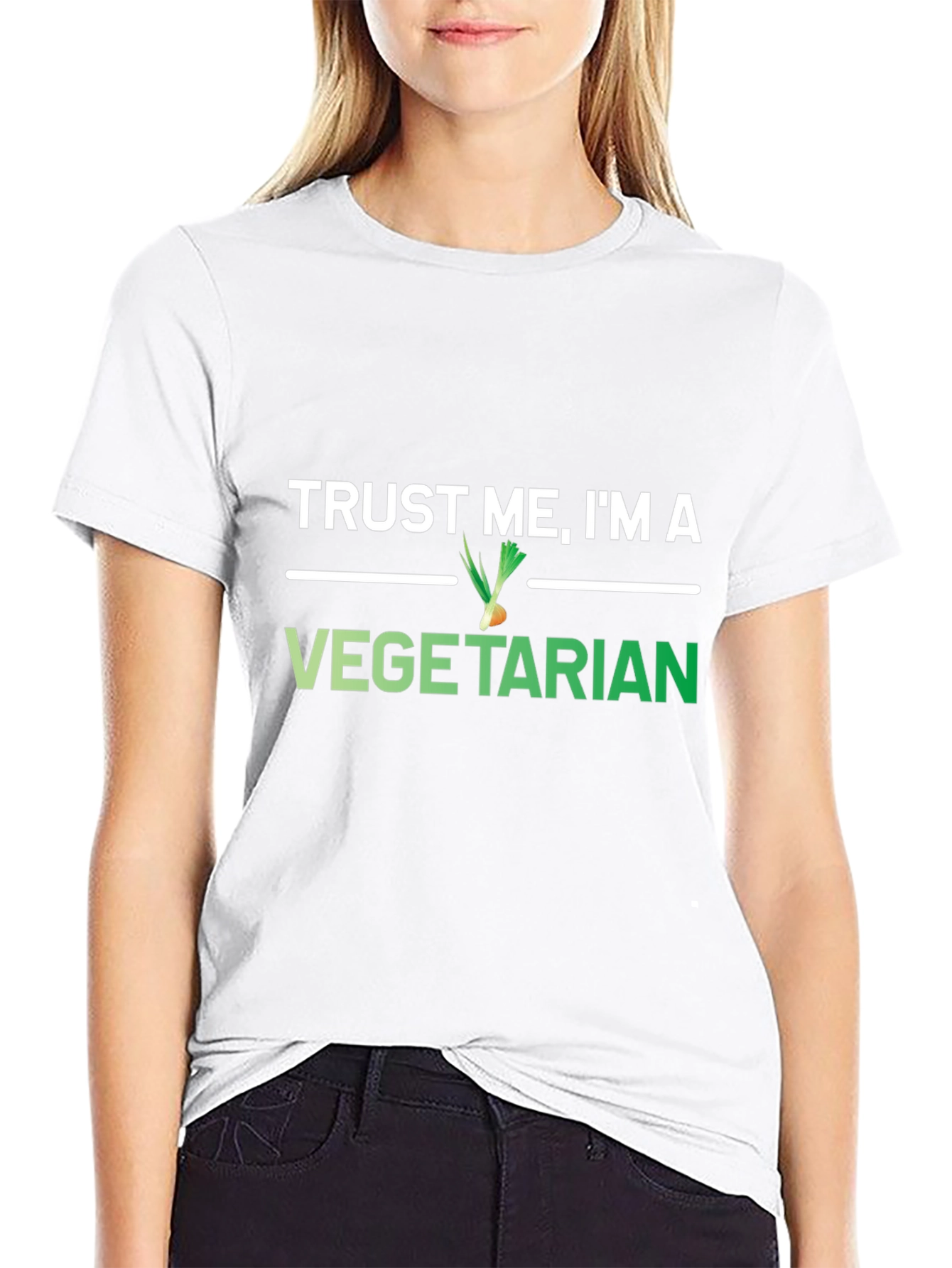 Trust Me Im A Vegetarian Black Graphic T-Shirt