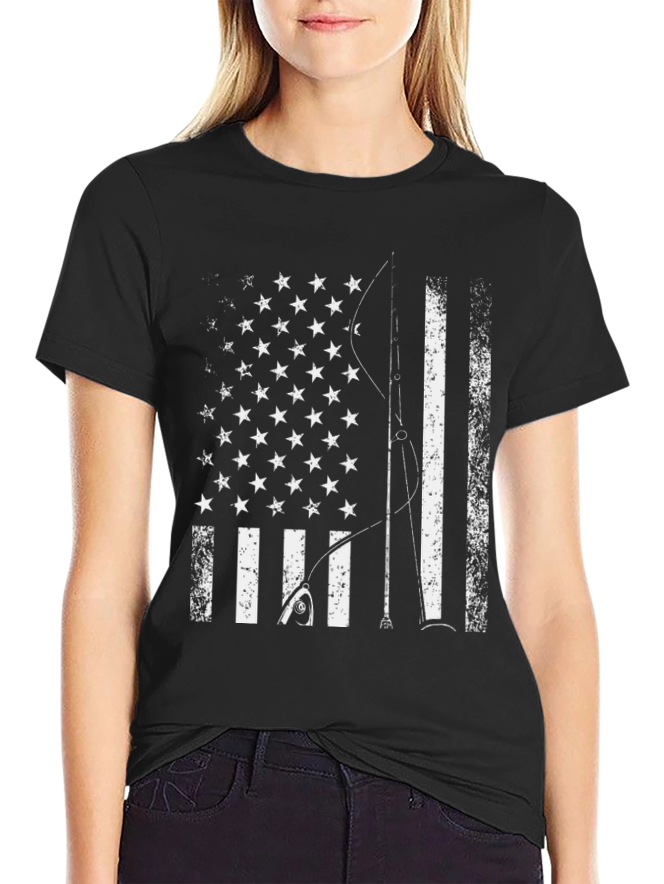 American Flag Fishing Rod T-Shirt