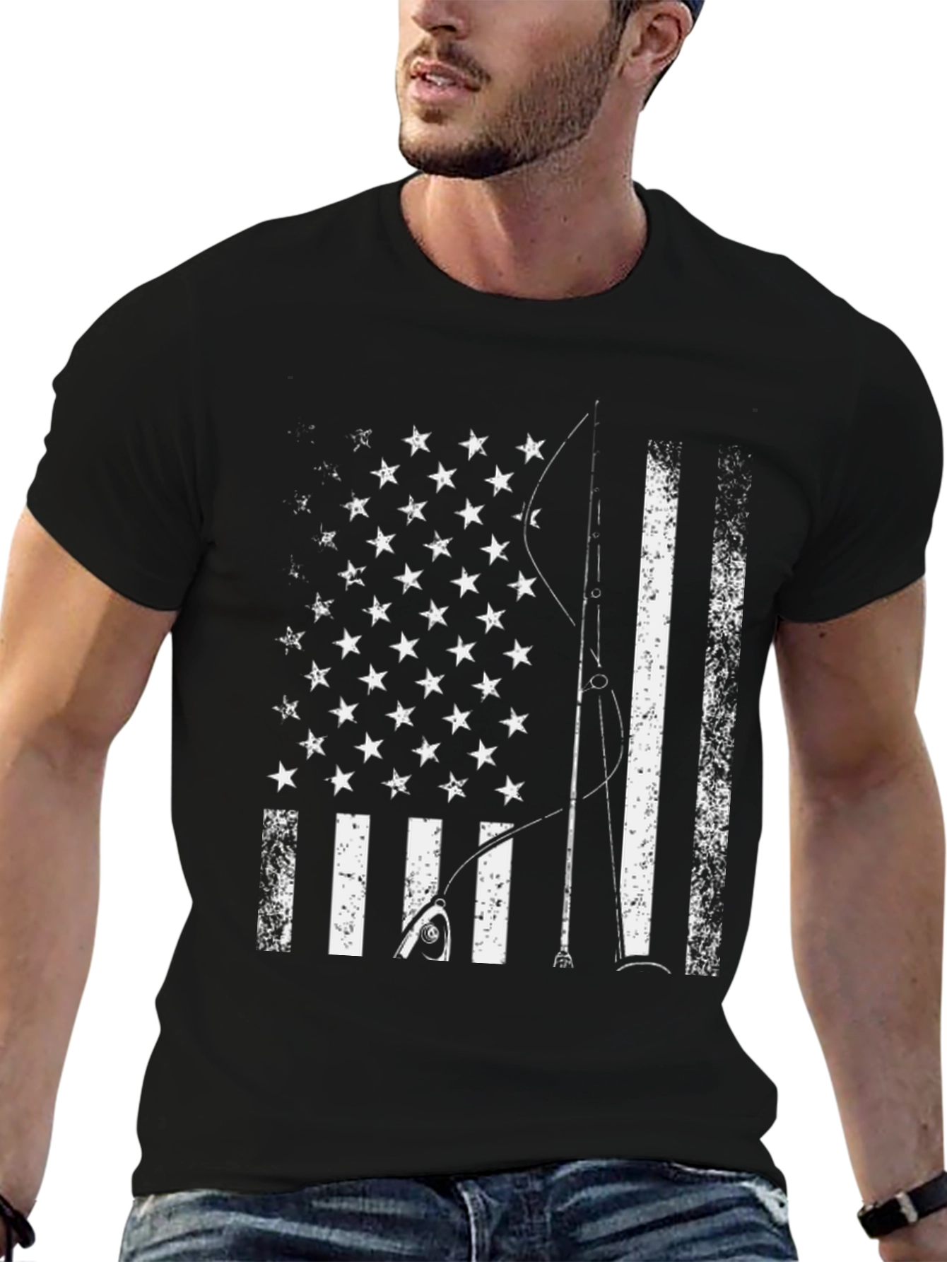 American Flag Fishing Rod T-Shirt