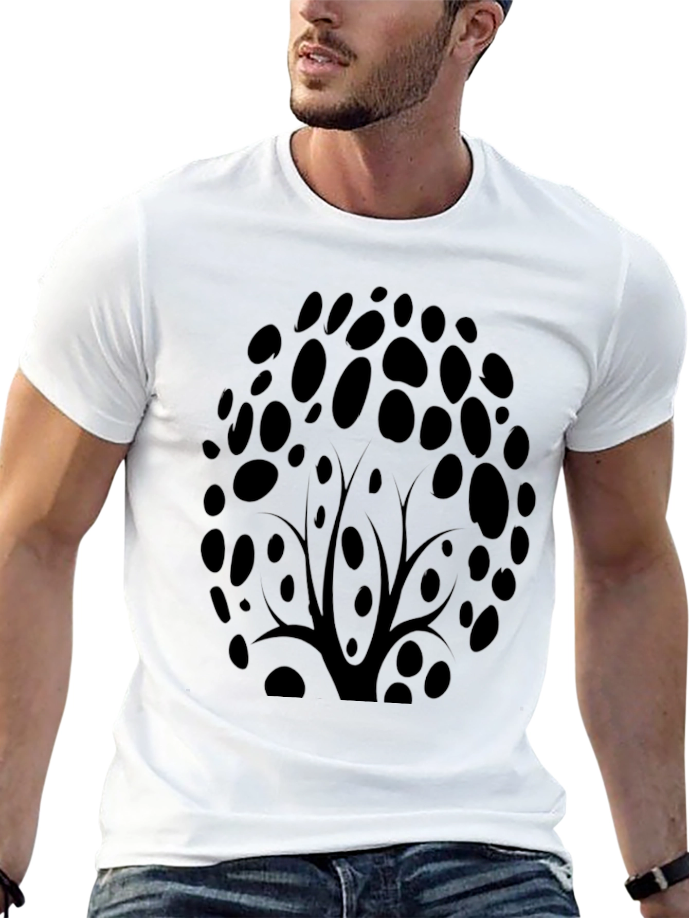 Abstract Tree Design Black T-Shirt