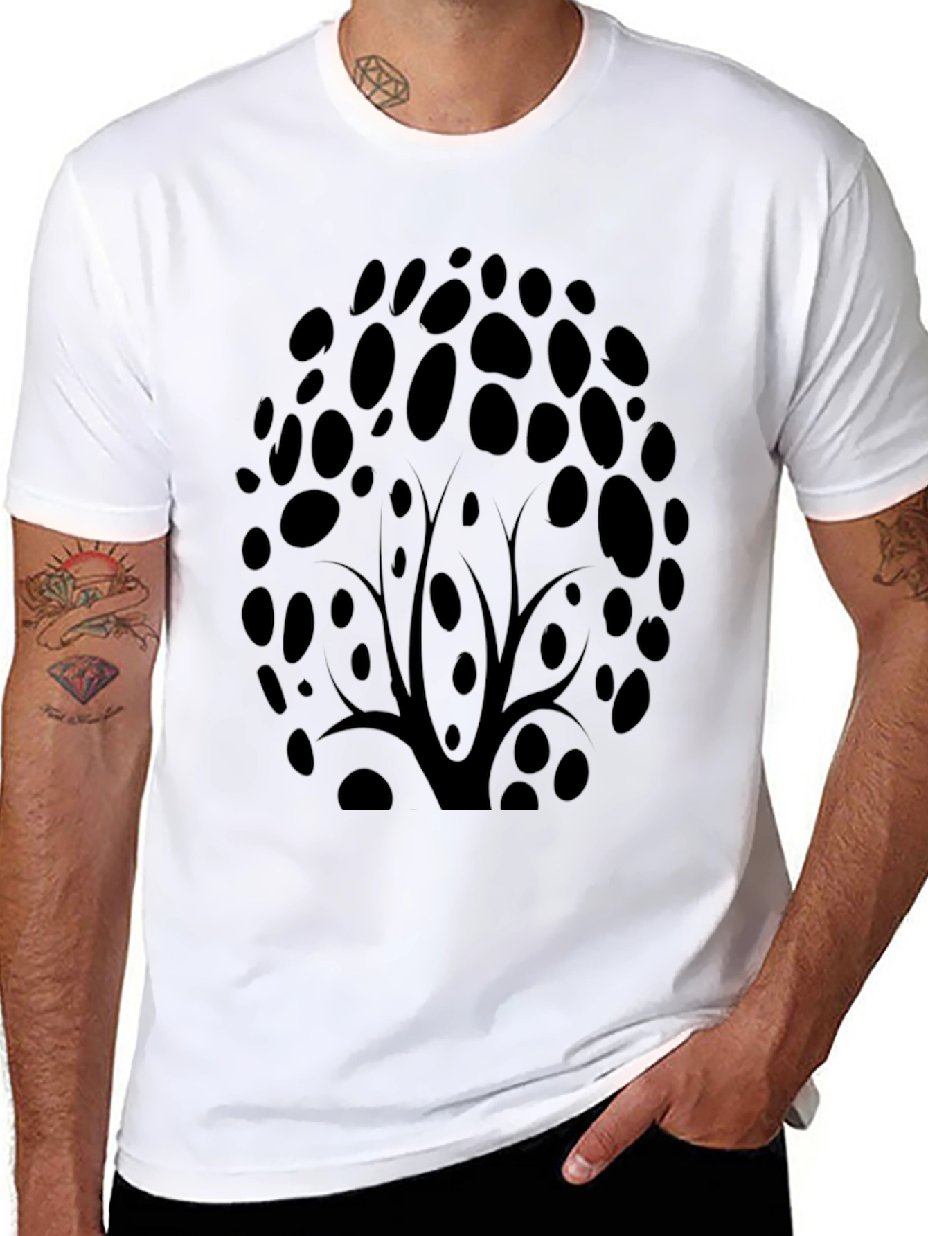 Abstract Tree Design Black T-Shirt