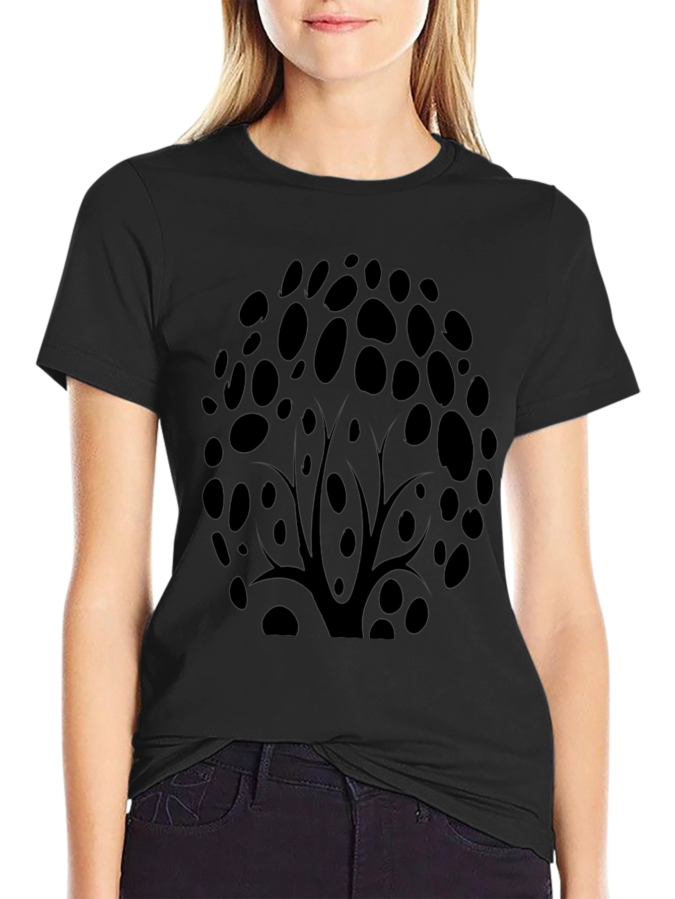 Abstract Tree Design Black T-Shirt