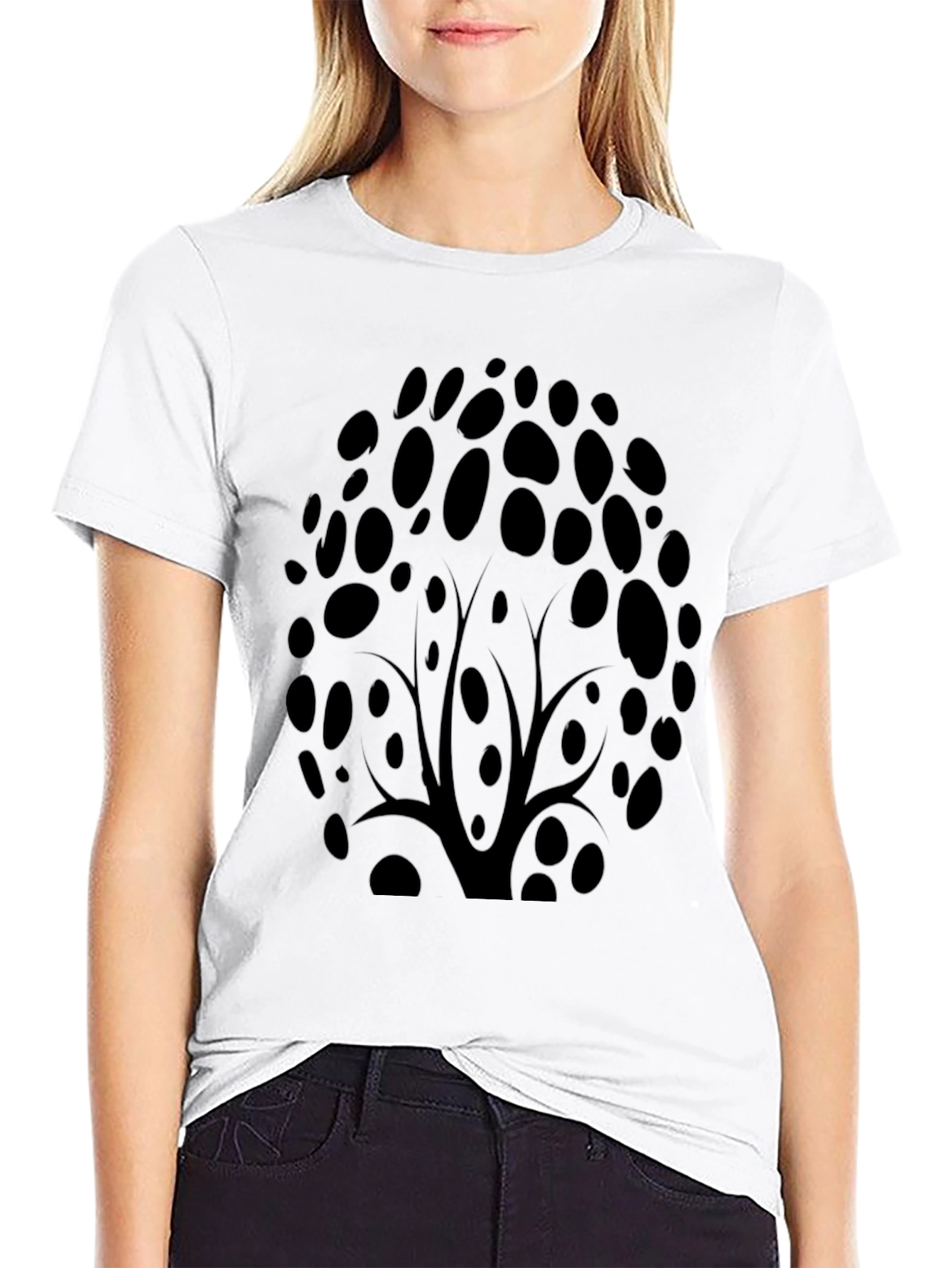 Abstract Tree Design Black T-Shirt