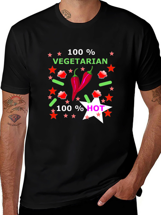 100% Vegetarian & Hot Graphic T-Shirt