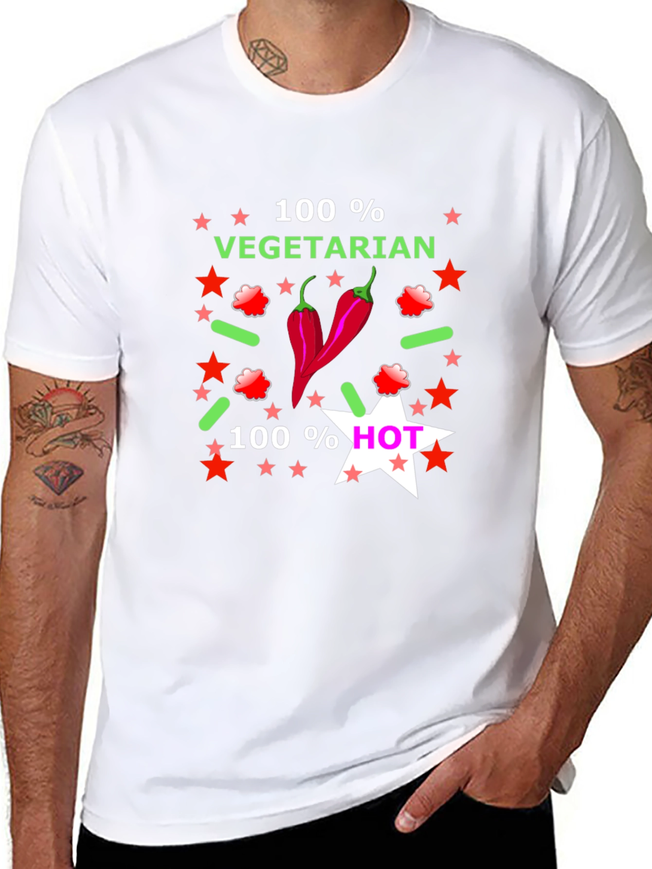 100% Vegetarian & Hot Graphic T-Shirt