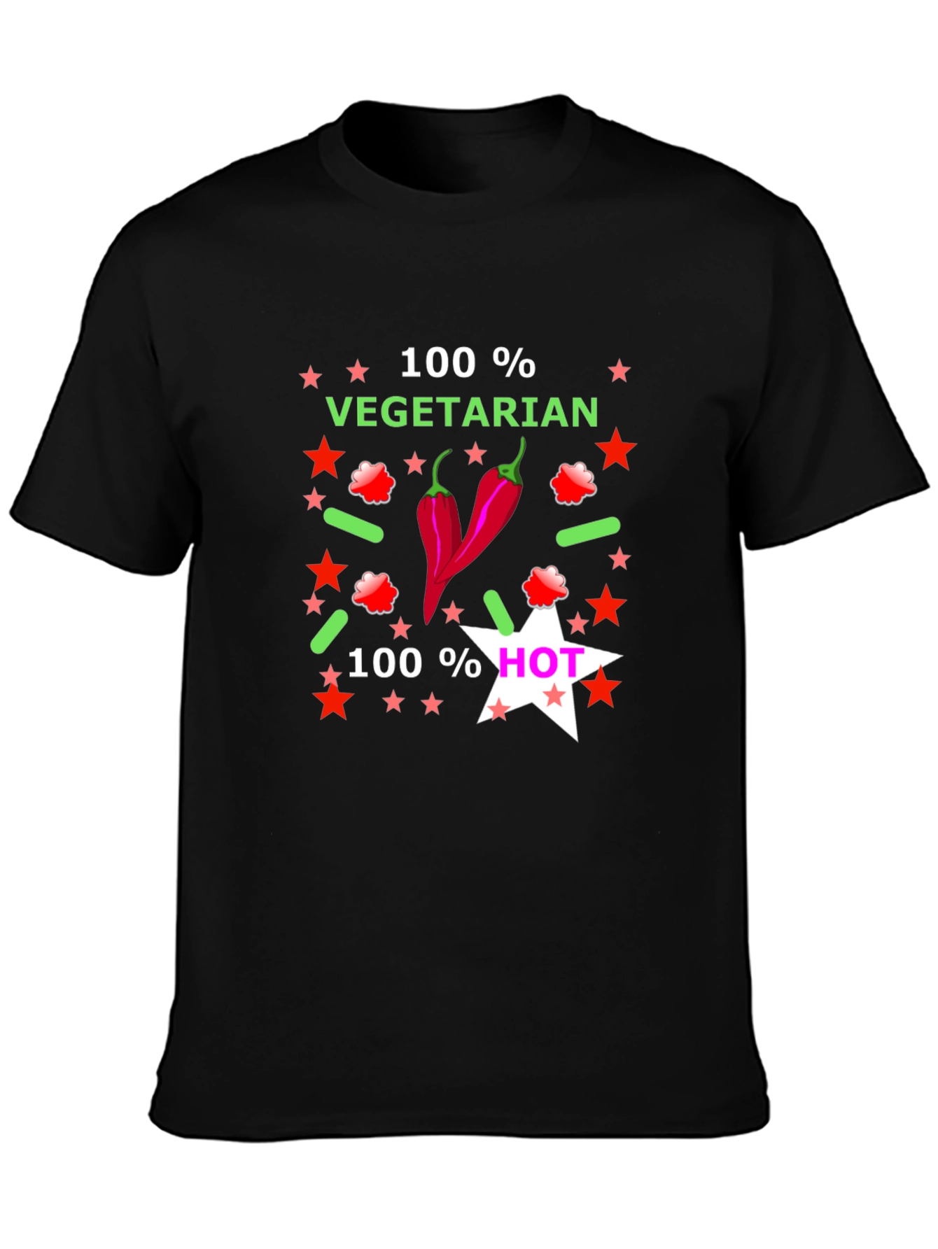100% Vegetarian & Hot Graphic T-Shirt