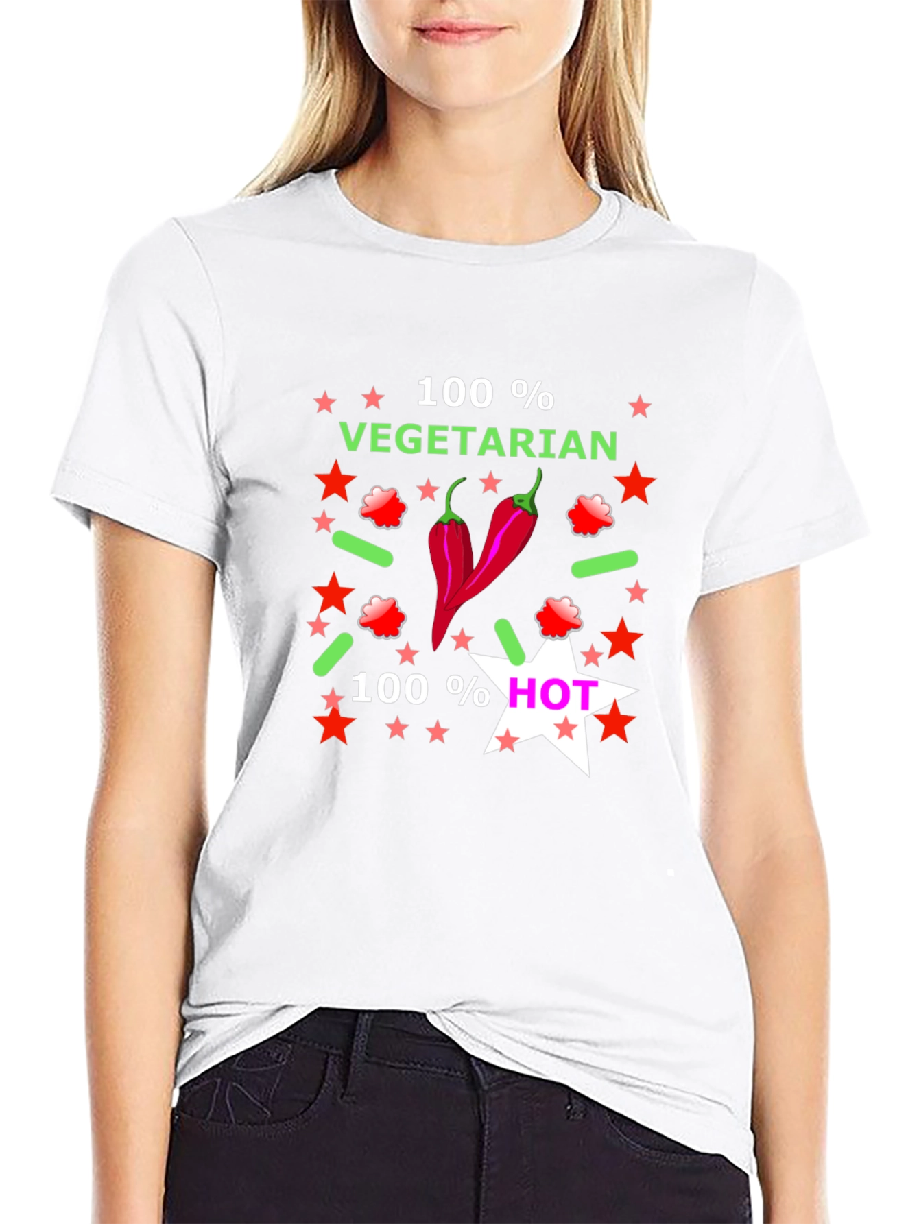 100% Vegetarian & Hot Graphic T-Shirt