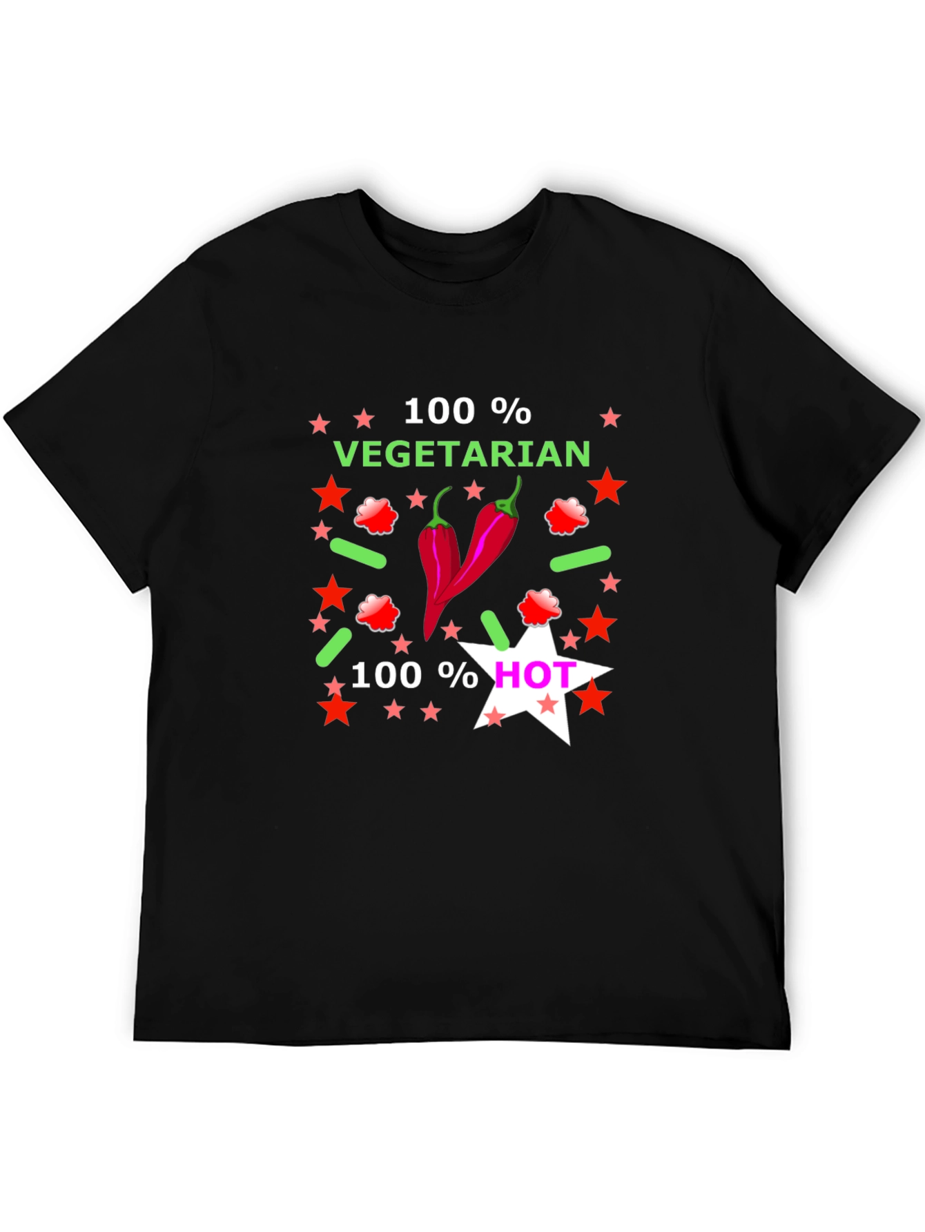 100% Vegetarian & Hot Graphic T-Shirt