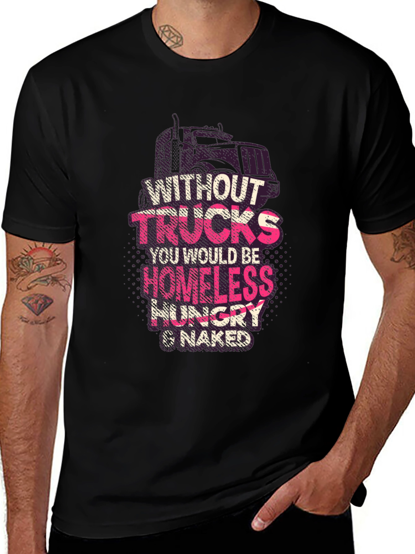 Without Trucks T-Shirt - Homeless Hungry & Naked