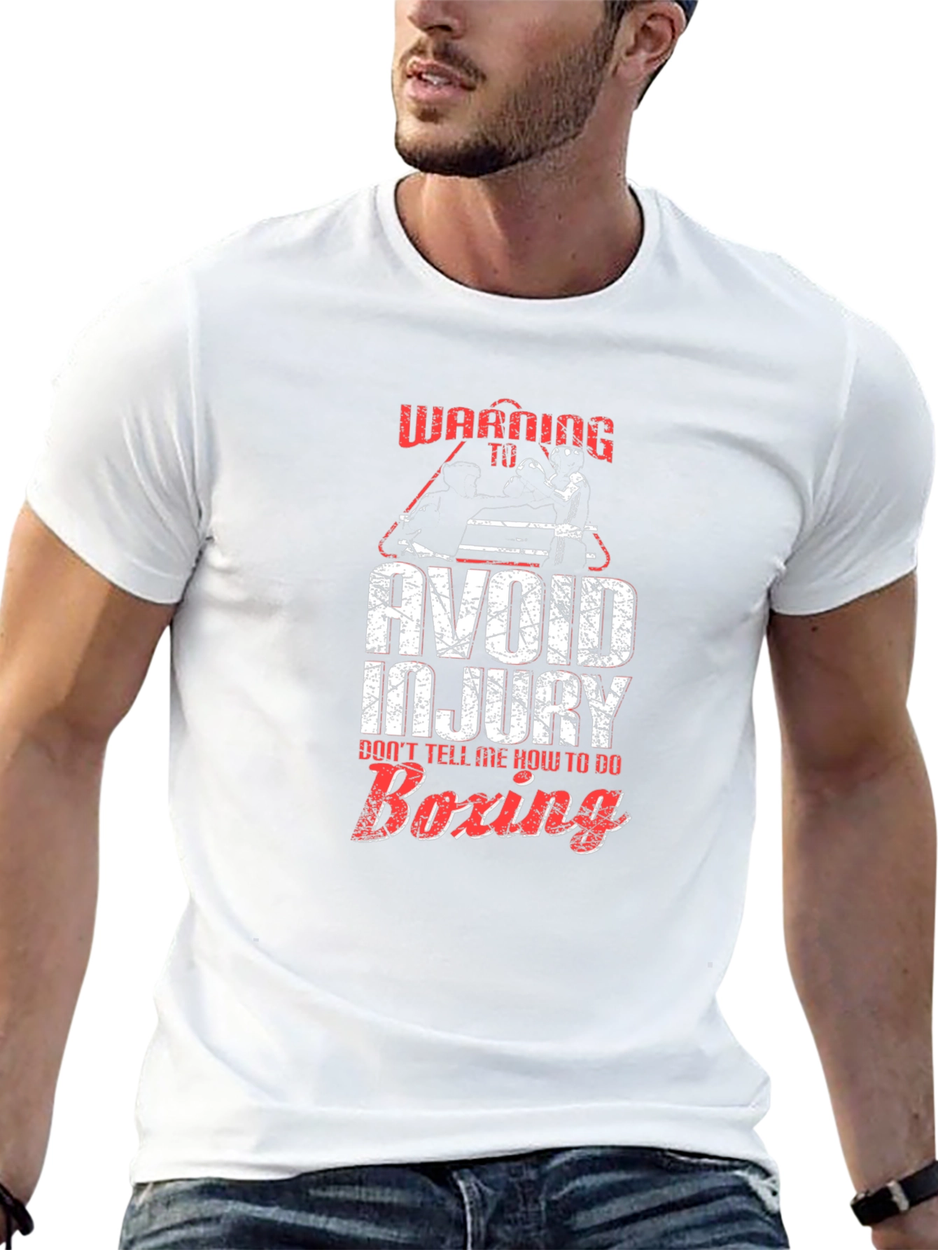 Warning Boxing T-Shirt Avoid Injury Funny Graphic Tee