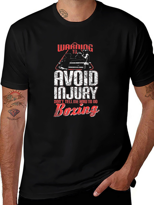 Warning Boxing T-Shirt Avoid Injury Funny Graphic Tee