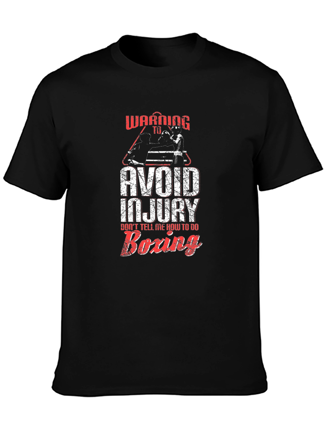 Warning Boxing T-Shirt Avoid Injury Funny Graphic Tee