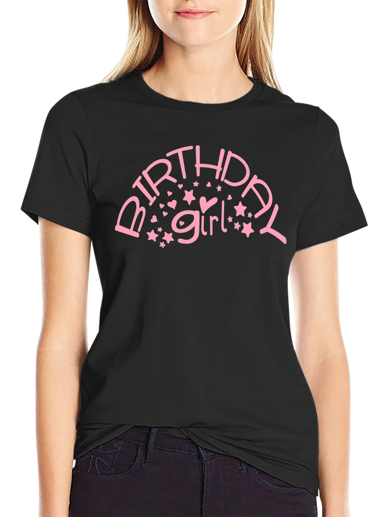 Birthday Girl Graphic Tee - Black Cotton T-Shirt