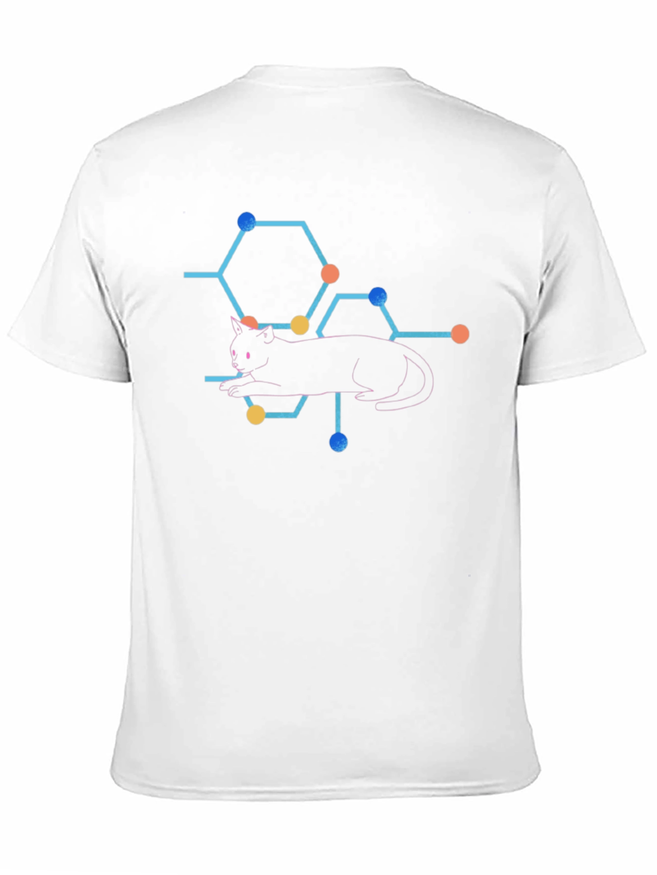 Cat Molecule Graphic Print T-Shirt