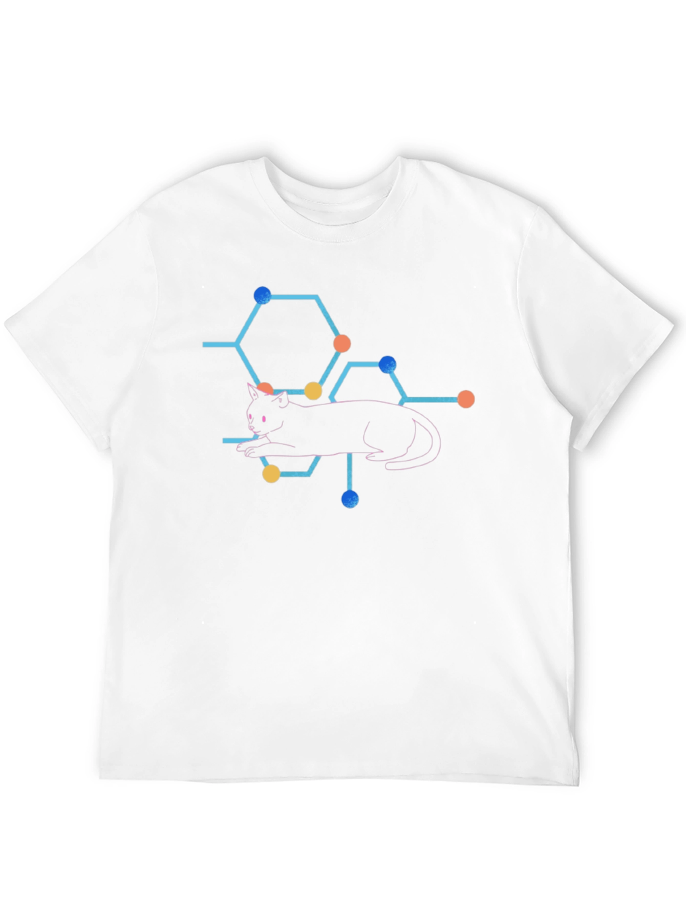 Cat Molecule Graphic Print T-Shirt