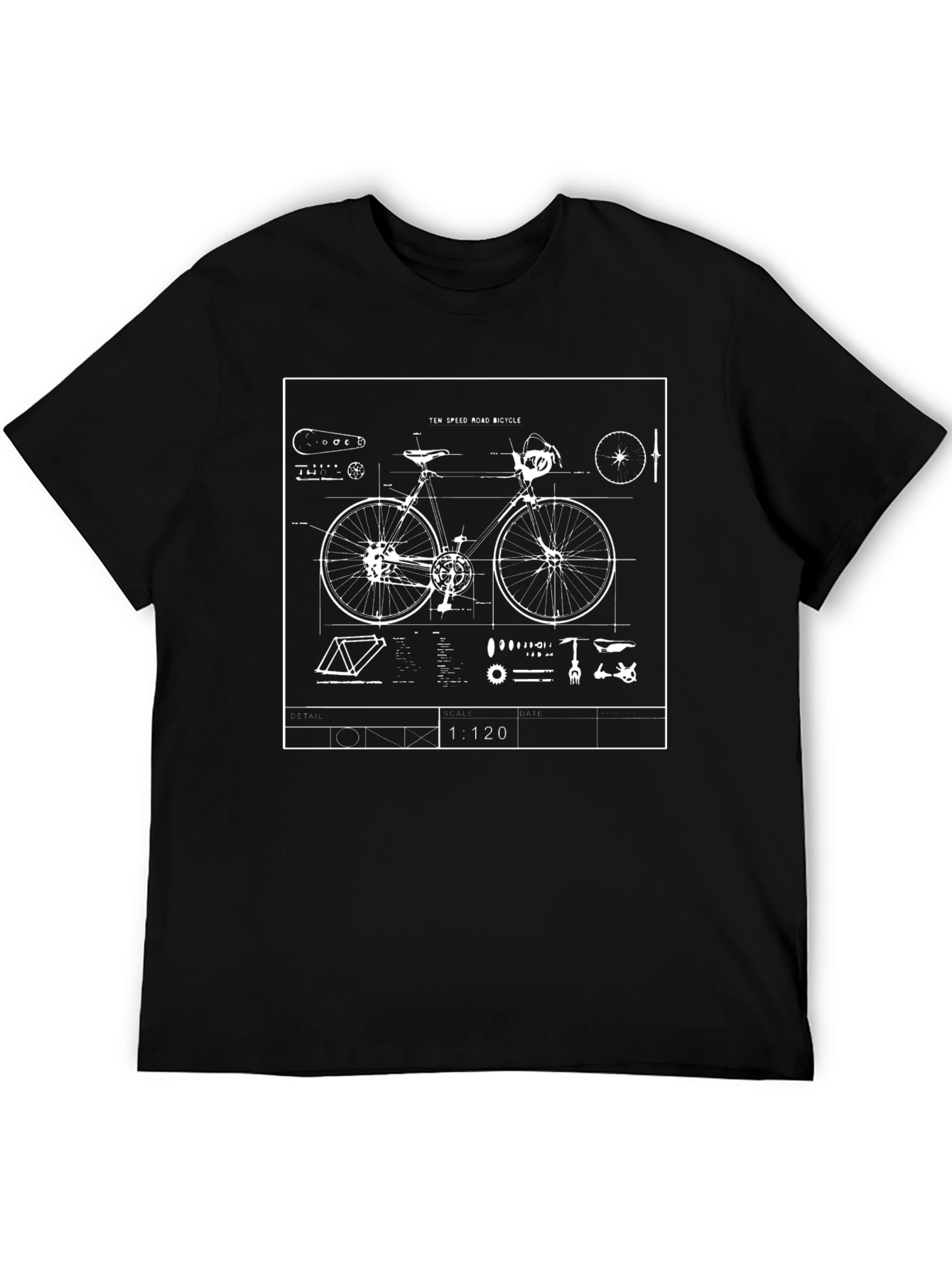 Blueprint Bicycle Graphic Tee - Black Casual Shirt