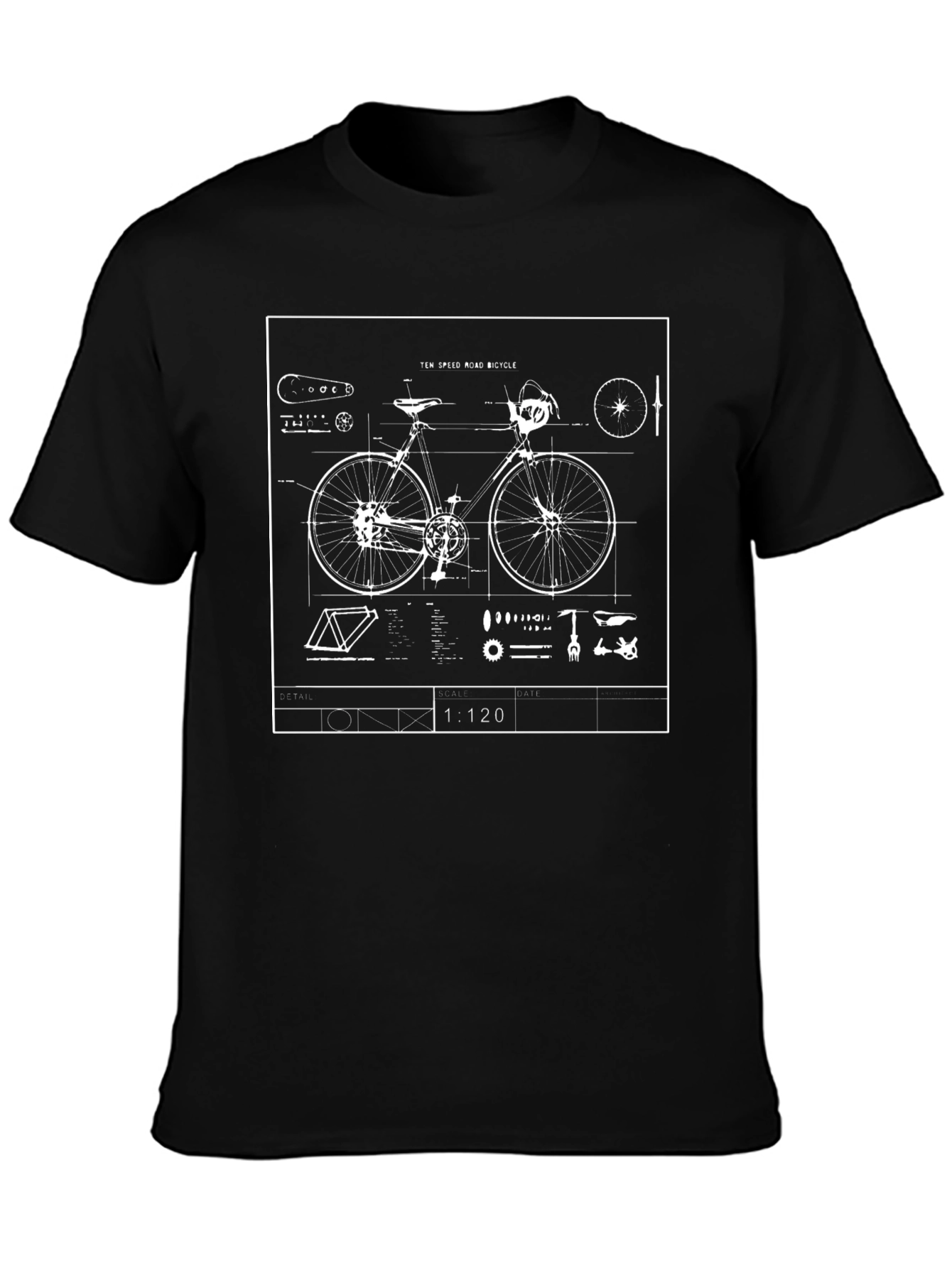 Blueprint Bicycle Graphic Tee - Black Casual Shirt