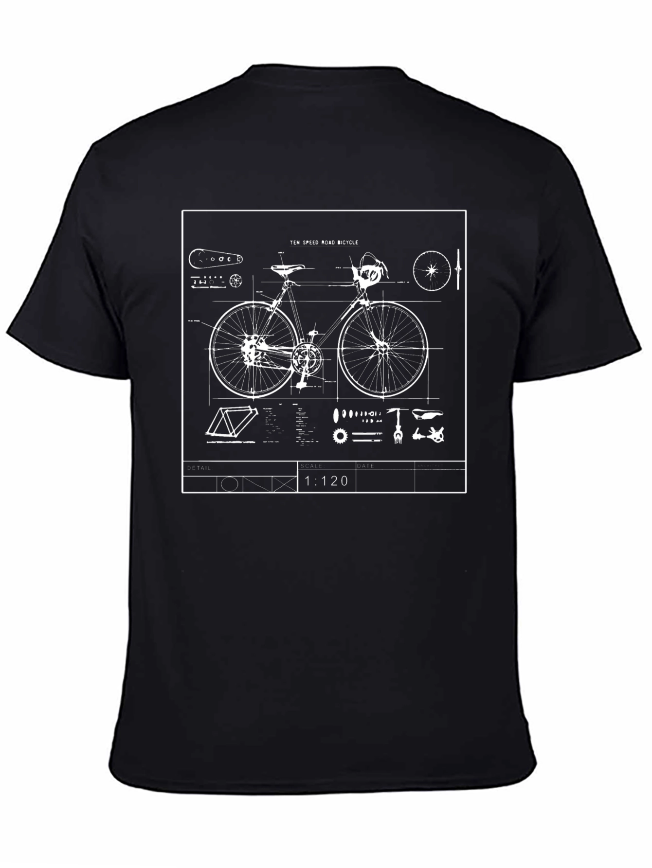 Blueprint Bicycle Graphic Tee - Black Casual Shirt