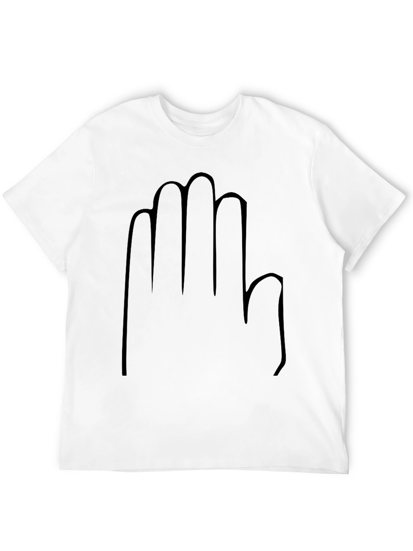 Black T-Shirt with Hand Outline Graphic Tee Casual Wear