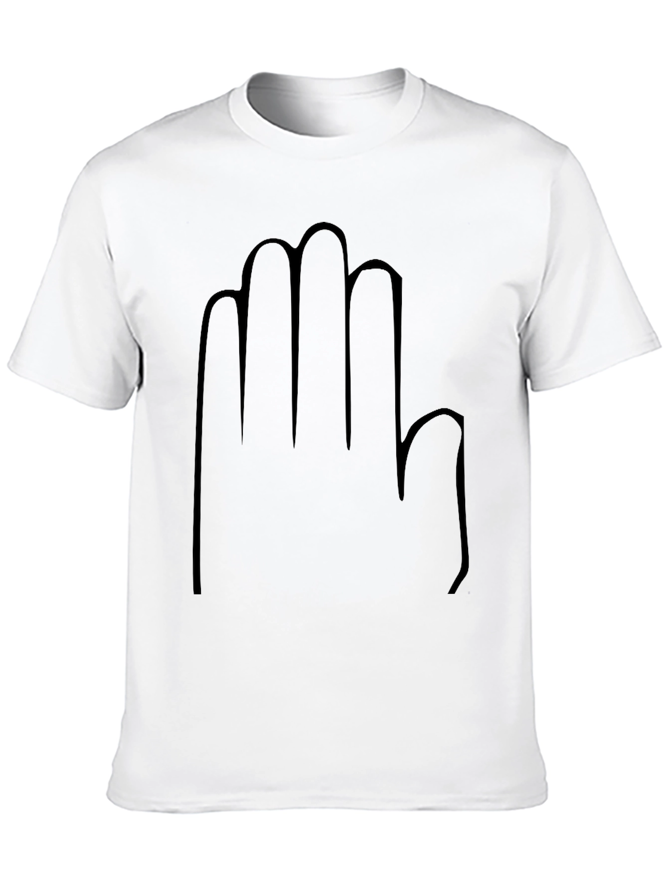 Black T-Shirt with Hand Outline Graphic Tee Casual Wear
