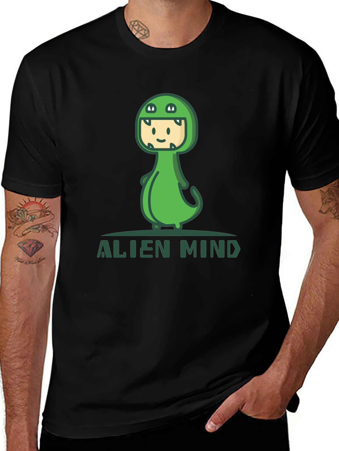 Alien Mind Dino T-Shirt - Fun Graphic Tee