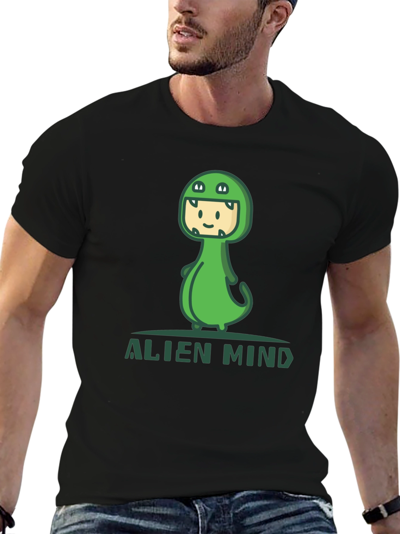Alien Mind Dino T-Shirt - Fun Graphic Tee