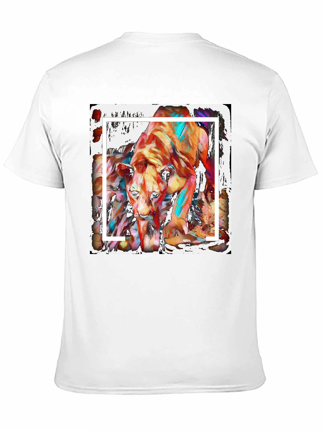 Abstract Lion Graphic Print Black T-Shirt