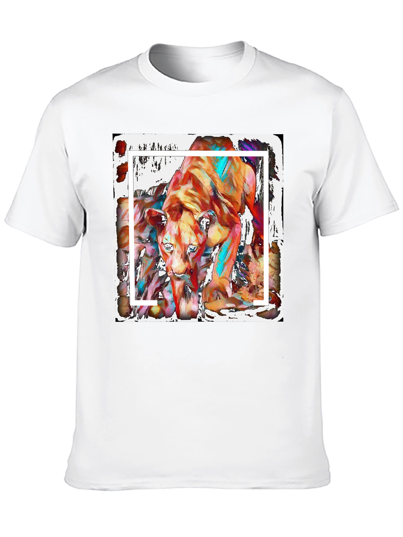 Abstract Lion Graphic Print Black T-Shirt