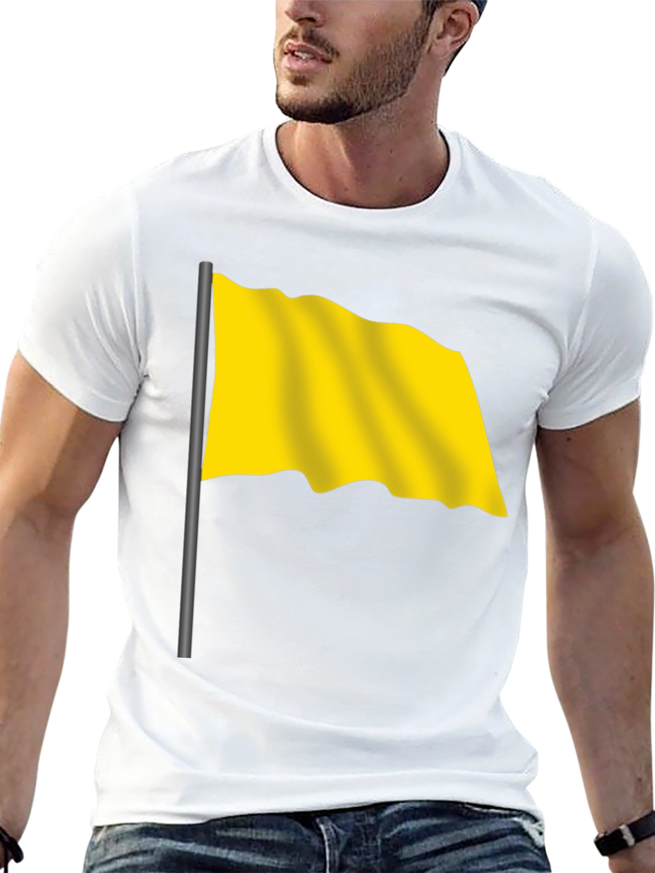 Yellow Flag Graphic Black T-Shirt - Stylish & Unique