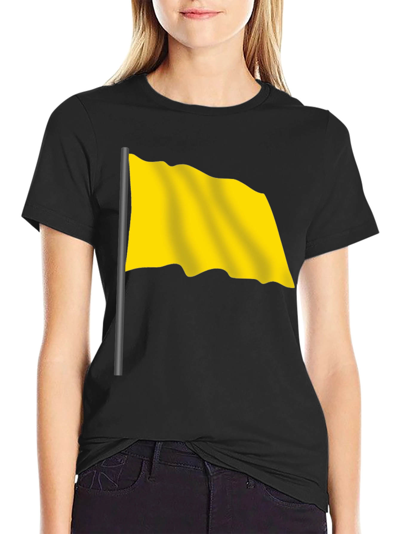 Yellow Flag Graphic Black T-Shirt - Stylish & Unique