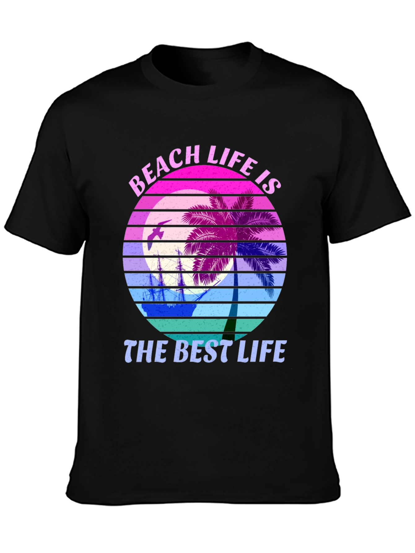 Beach Life T-Shirt Palm Tree Sunset Graphic Tee