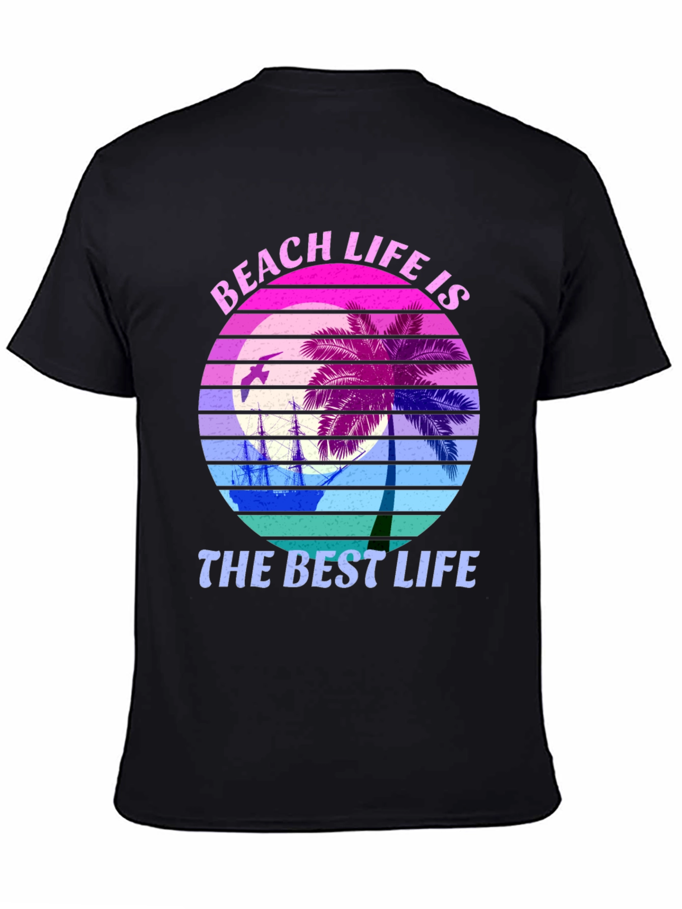 Beach Life T-Shirt Palm Tree Sunset Graphic Tee