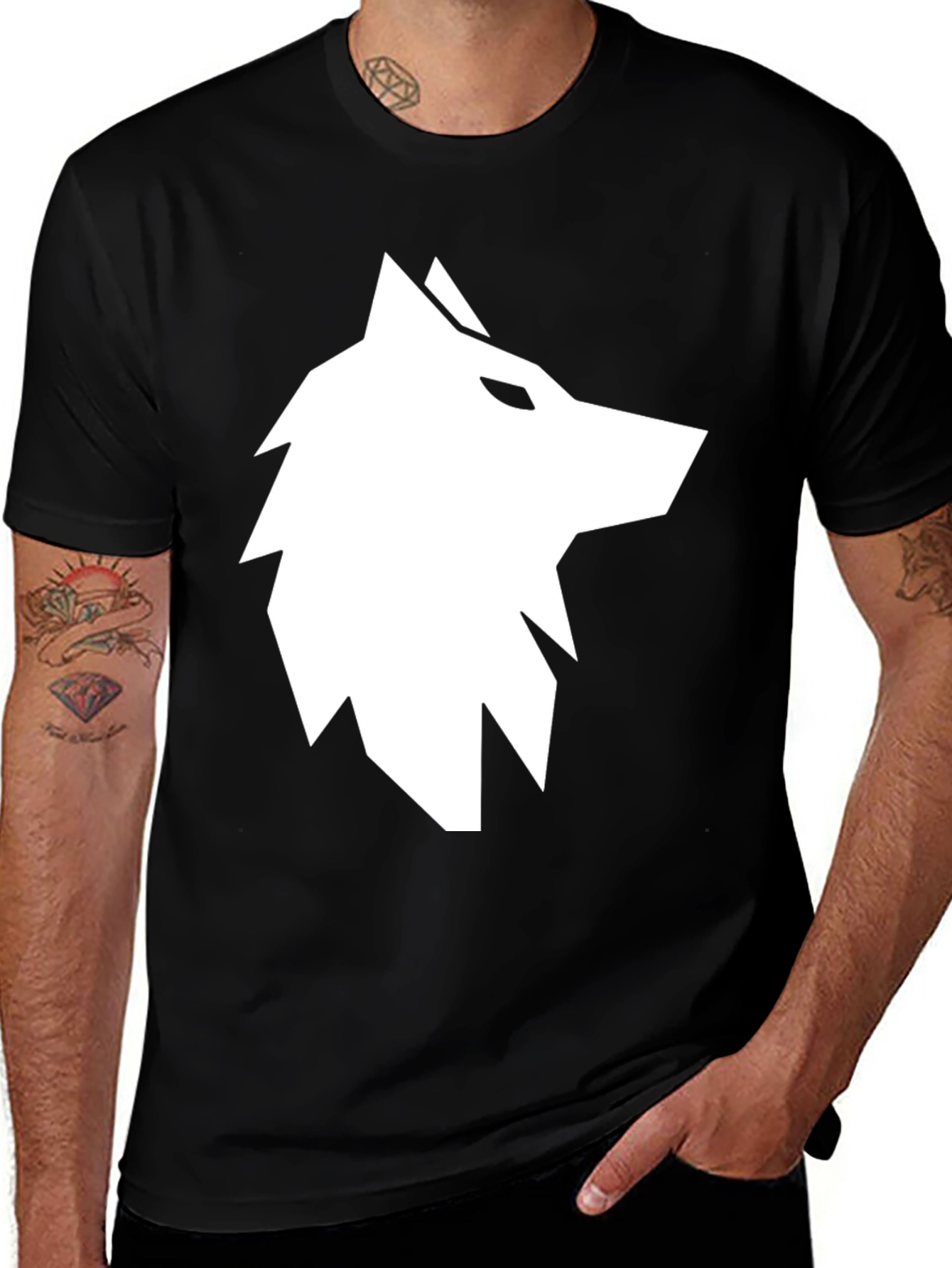 Wolf Graphic Print Black T-Shirt