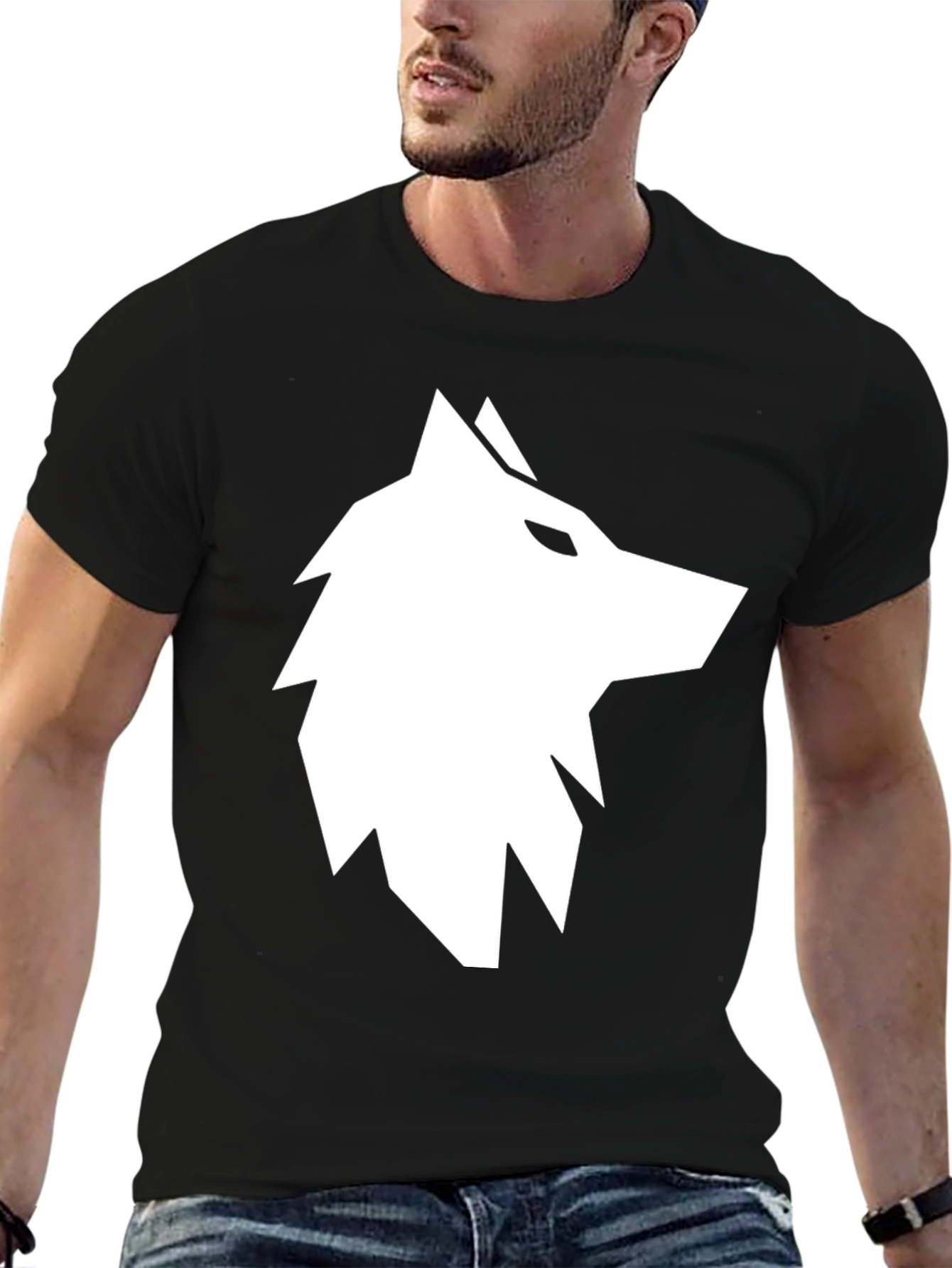 Wolf Graphic Print Black T-Shirt