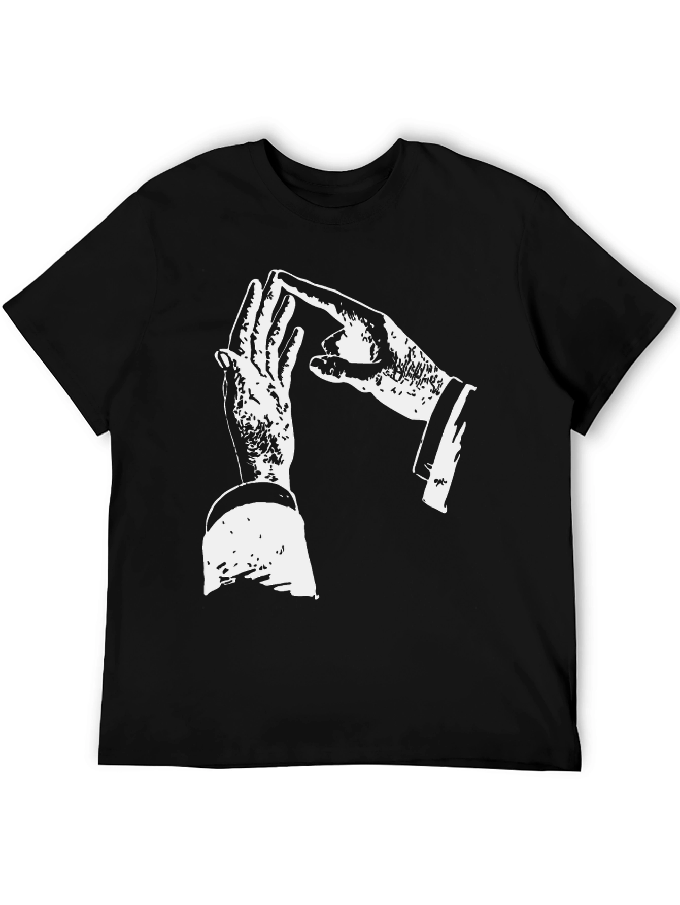 Unique Hand Gesture Graphic Print Black T-Shirt