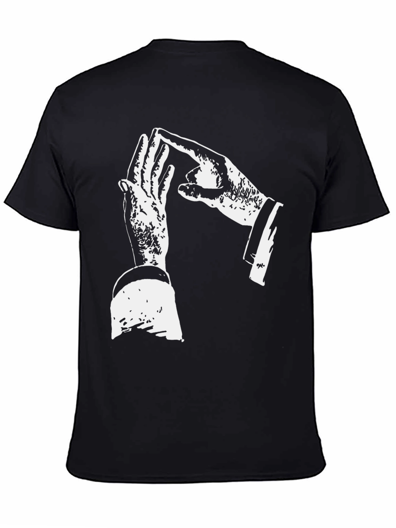 Unique Hand Gesture Graphic Print Black T-Shirt