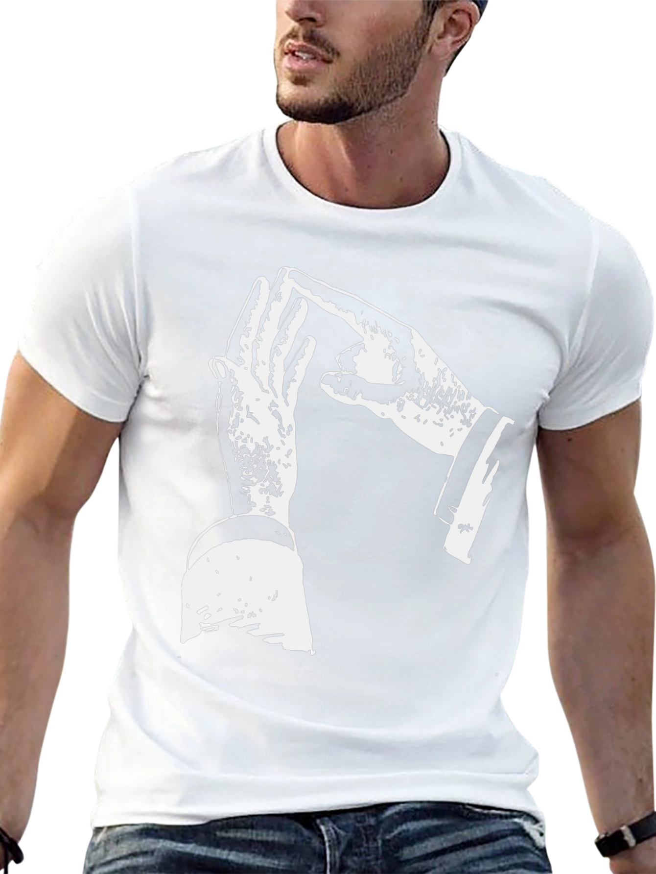 Unique Hand Gesture Graphic Print Black T-Shirt