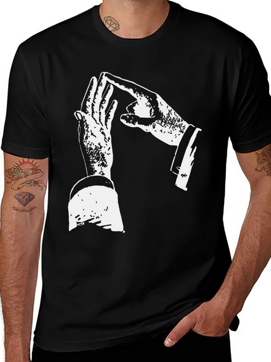 Unique Hand Gesture Graphic Print Black T-Shirt