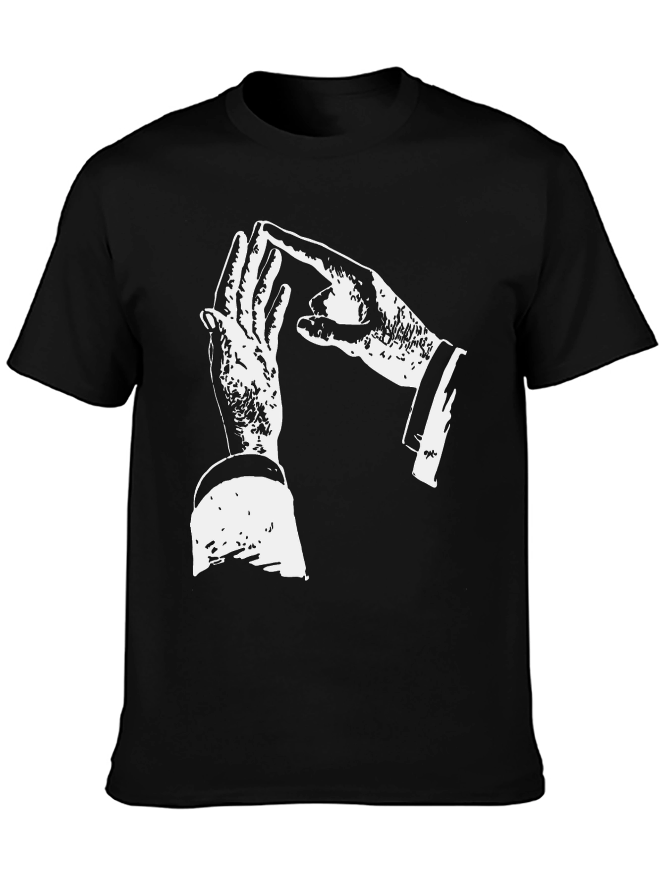 Unique Hand Gesture Graphic Print Black T-Shirt