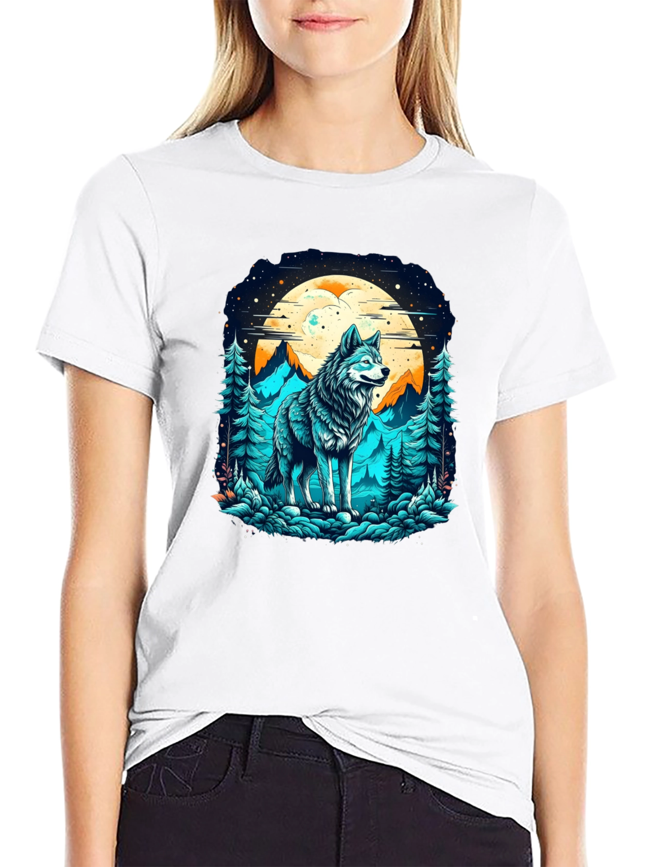 Wolf Moon Graphic Tee - Nature Inspired Design