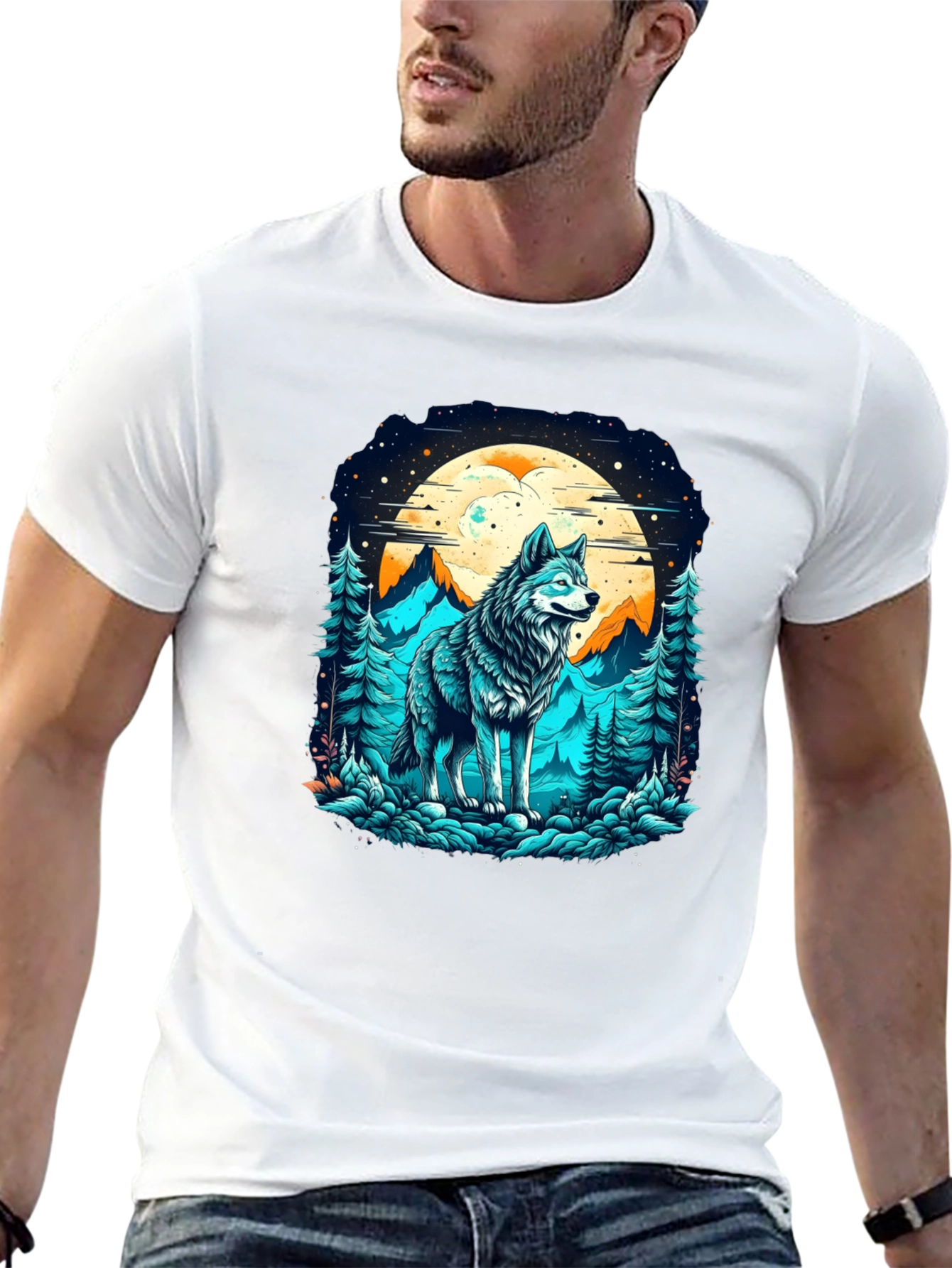 Wolf Moon Graphic Tee - Nature Inspired Design