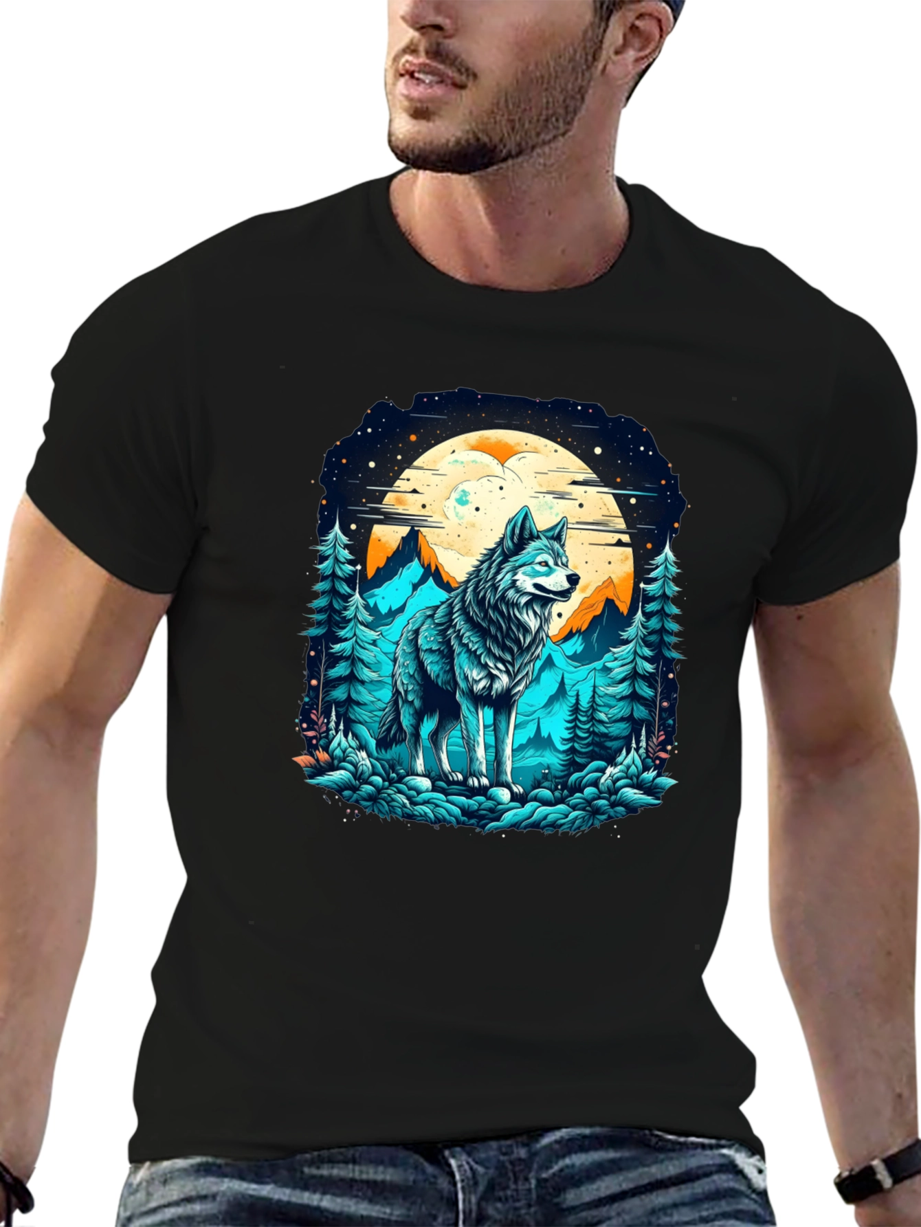 Wolf Moon Graphic Tee - Nature Inspired Design