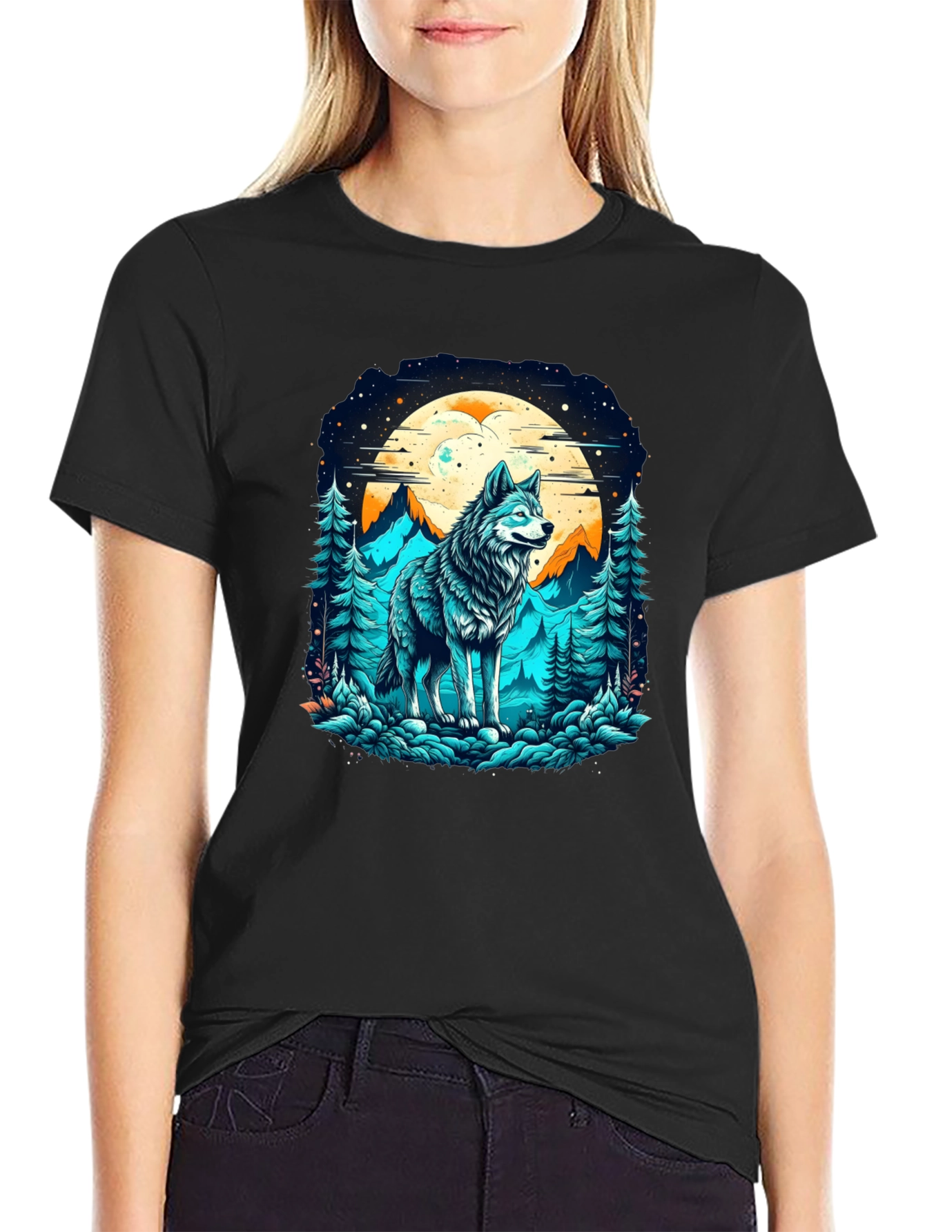 Wolf Moon Graphic Tee - Nature Inspired Design