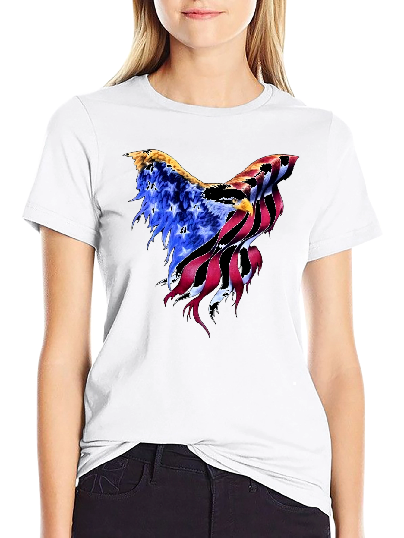 American Flag Eagle Graphic Black T-Shirt