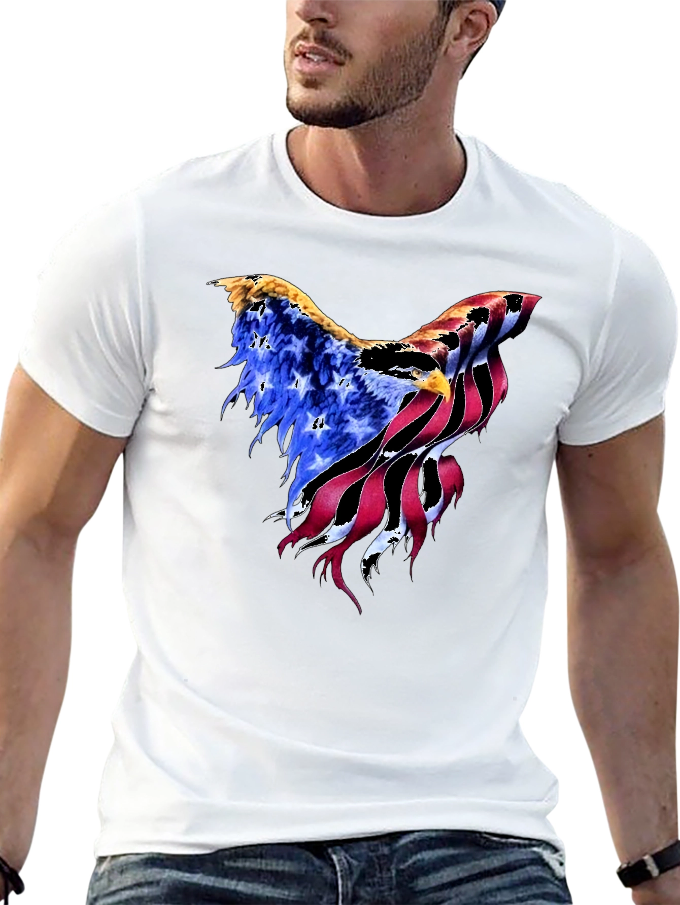 American Flag Eagle Graphic Black T-Shirt