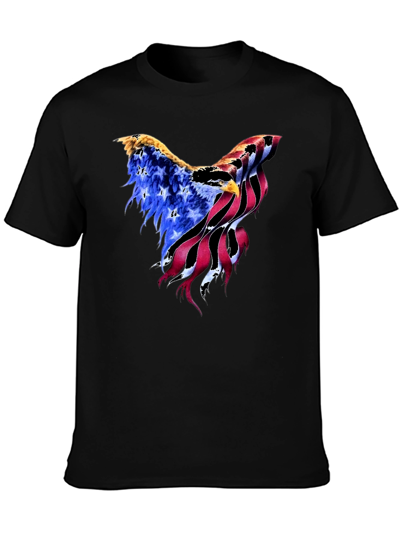 American Flag Eagle Graphic Black T-Shirt
