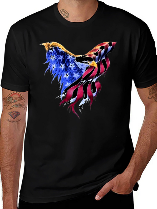 American Flag Eagle Graphic Black T-Shirt