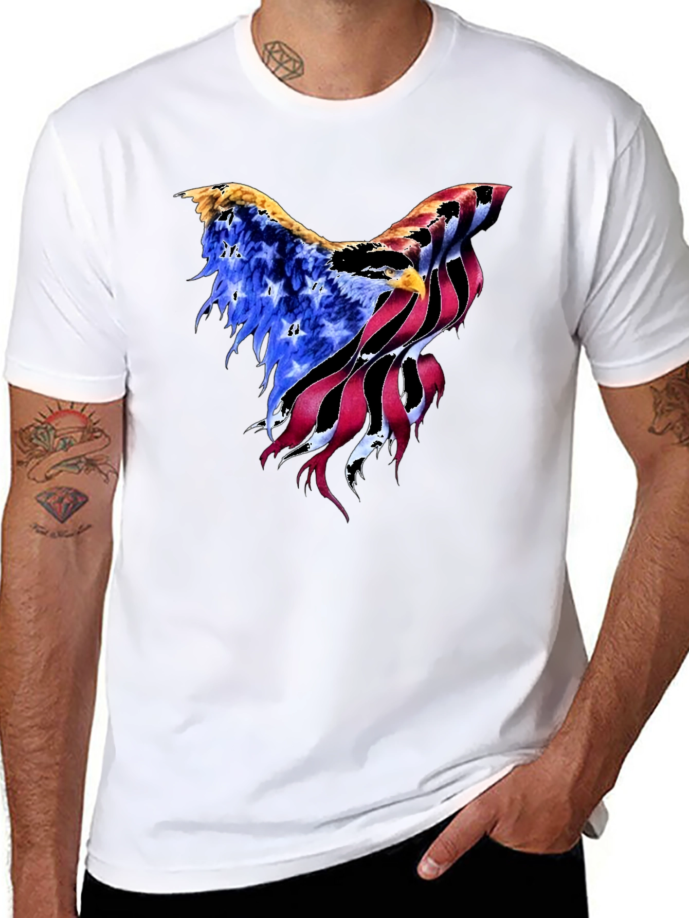 American Flag Eagle Graphic Black T-Shirt