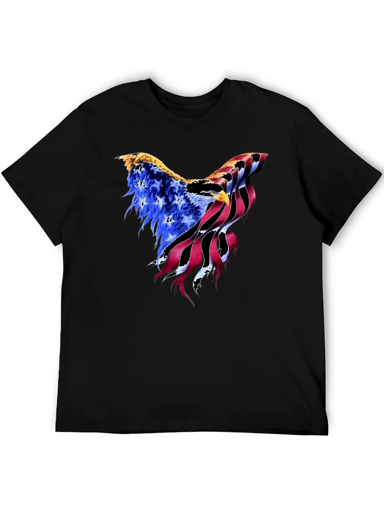 American Flag Eagle Graphic Black T-Shirt